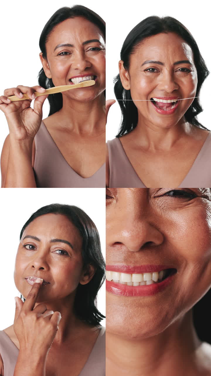 Mulher feliz demonstrando rotina de cuidados bucais e labiais