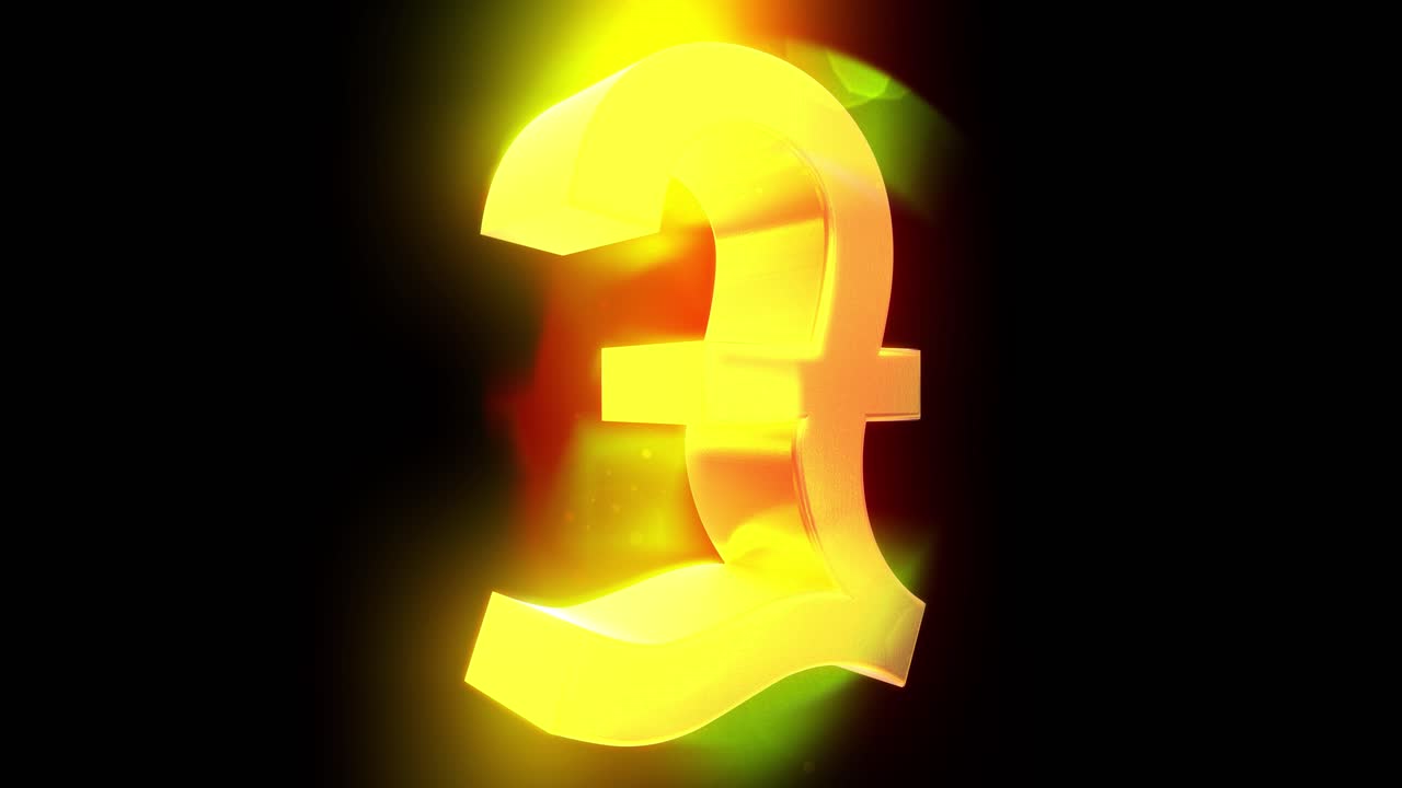 Pondteken symbool roteren lus zakelijk financiën belasting Engeland Groot-Brittannië brexit 4k