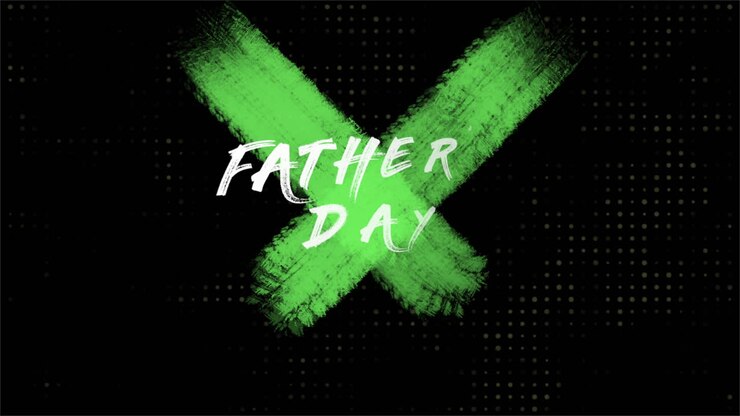 Animation intro text Fathers day on green fashion and brush background 1