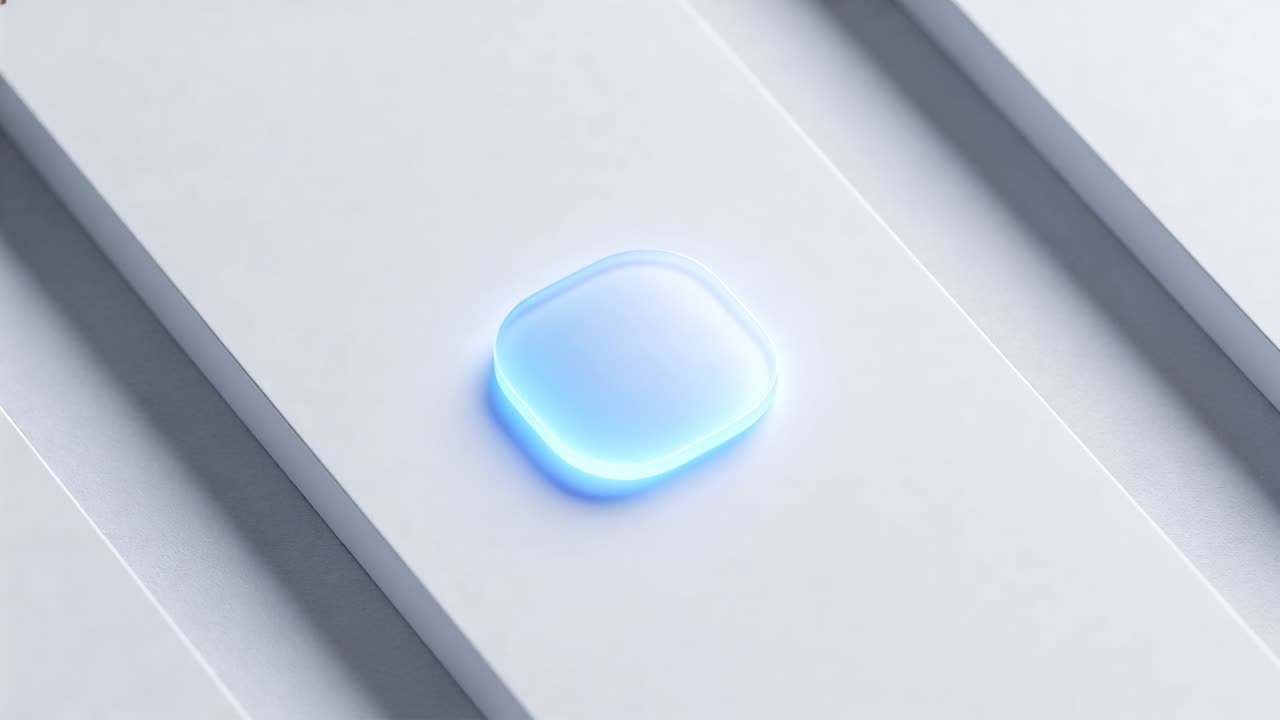 Pulsing translucent squircle brightening core glow on white ridge, loop starting, shadow deepening