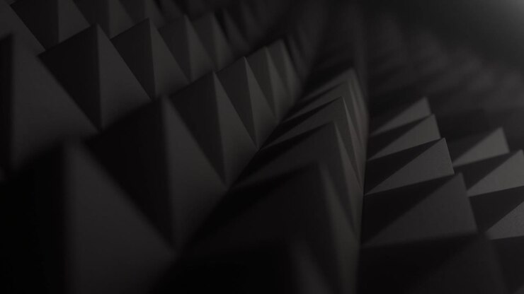 Moving Across Black Pyramid Acoustic Foam Panels