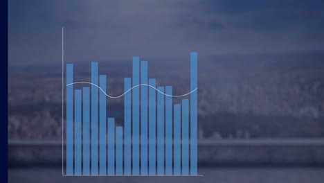 Animation-of-financial-graph-over-cityscape