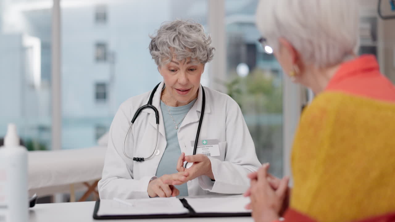 Old woman, senior or doctor with patient