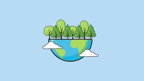 eco friendly environmental animation with earth and trees