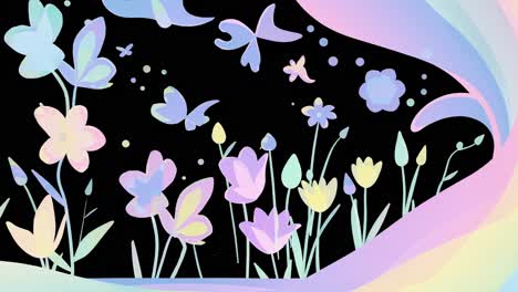 pastel floral background with butterflies