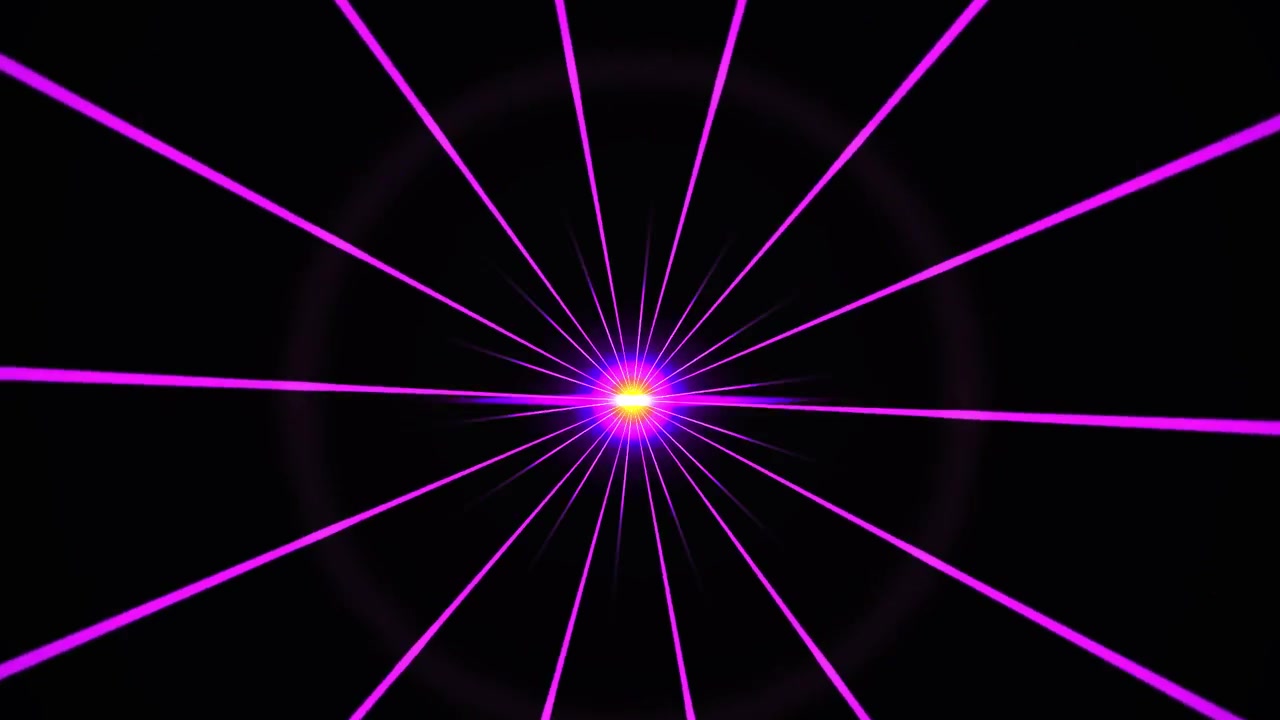 Animação Dinâmica de Túnel com Raios de Luz Roxos