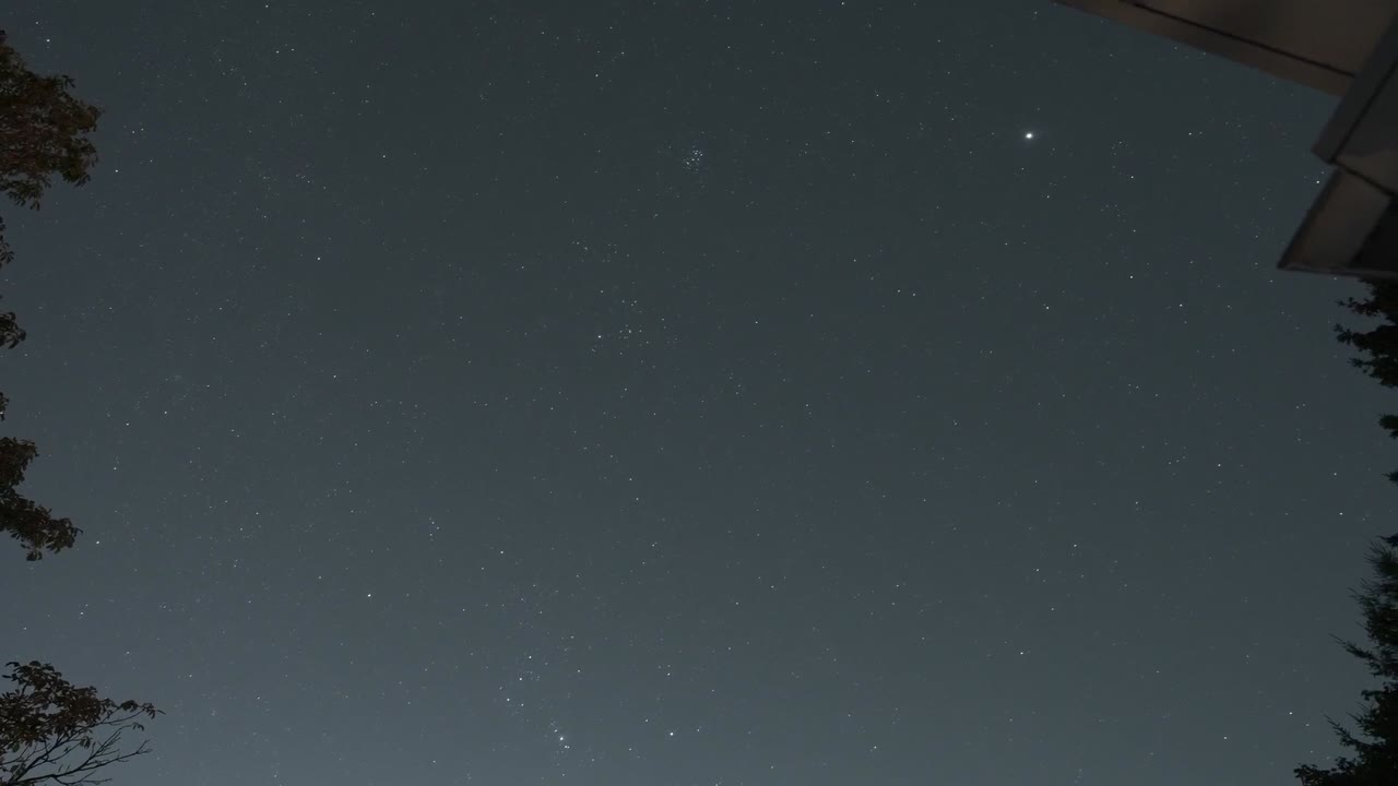 밤하늘을 가로질러 움직이는 별들, 별을 바라보는 타임 ⁇ 스