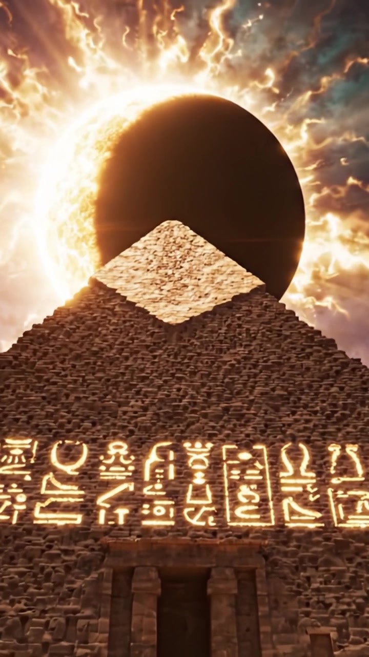 Záhadný východ slunce nad majestátní pyramidou: Nebeská tělesa v souladu v úchvatné podívané starověkých divů a kosmických záhad.
