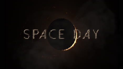 día espacial con luna mística y brillos dorados y polvo espacial en galaxia