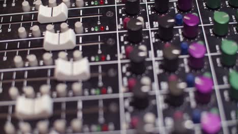 Close up shot af a Toft console - Professional recording studio - 4K at 60fps (slowmotion) - Professional audio vives