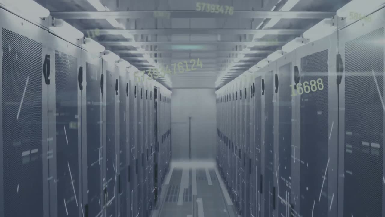 animación de números a través de servidores informáticos.