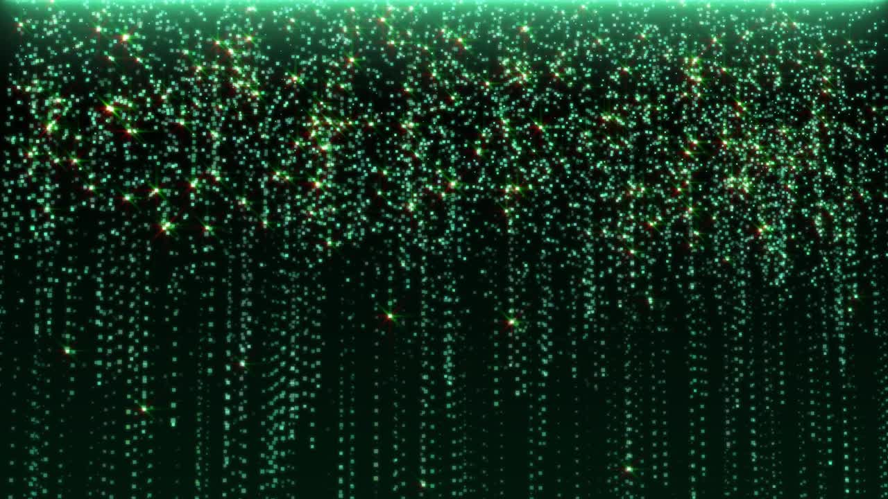 tecnología de pequeñas partículas cuadradas parpadeando y cayendo animación.