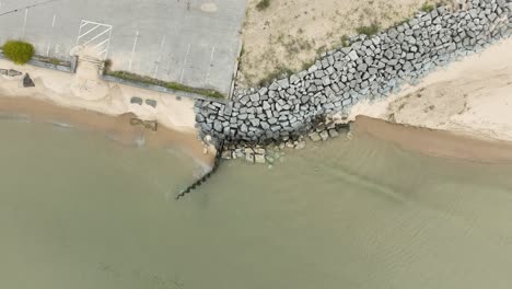 a shoreline at a local beach reinforced with large rocks