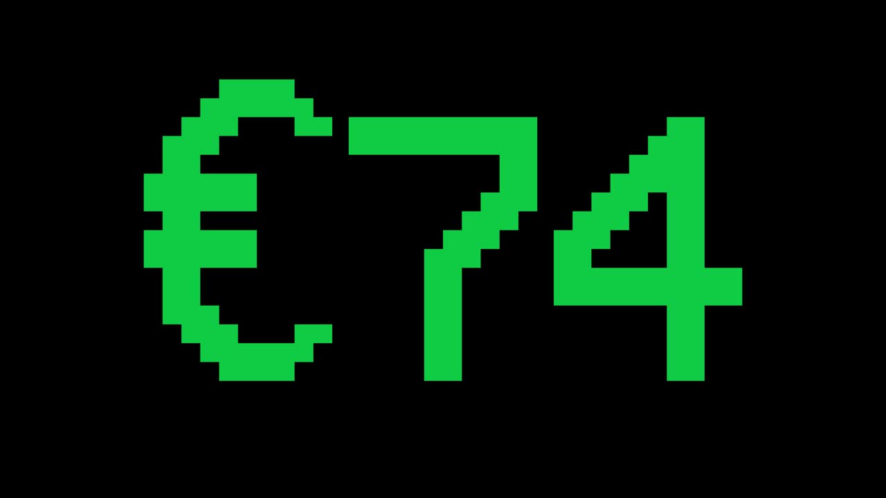 Euro rising from 0 to 100 - Digital counter number 0-100 - Loading progress bar with percentage - 0-100€ - Count up From 100 to 0