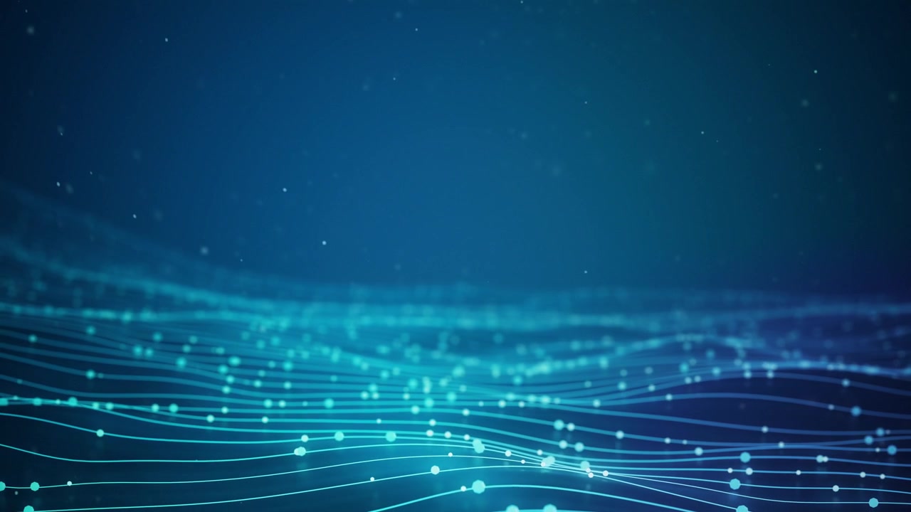 Abstract Digital Background with Flowing Lines and Glowing Particles