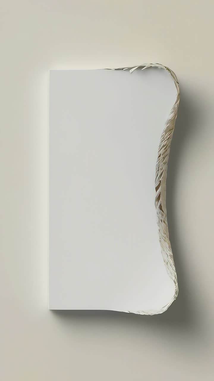 Vertical video: Small tear appearing on panel starting right-edge curling in studio, showing fibers