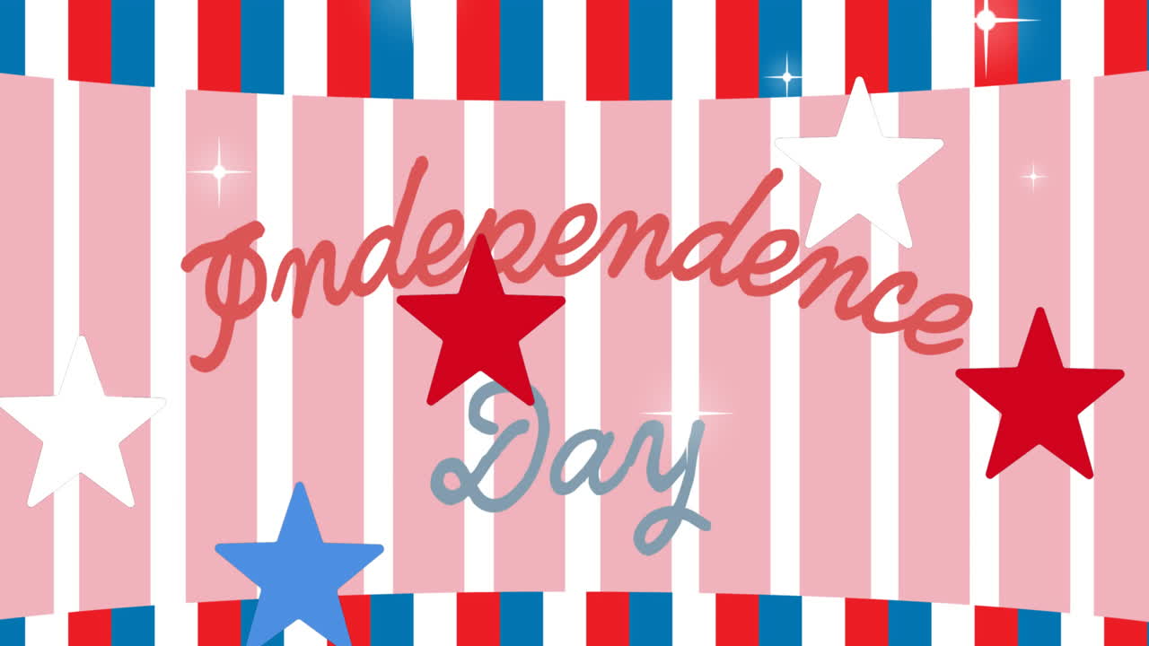 7월 4일 독립기념일 의 애니메이션 미국 의 빨간색,  ⁇ 색, 파란색 의 텍스트