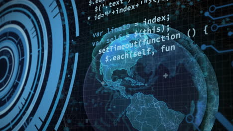 animación de conexiones y procesamiento de datos en todo el mundo