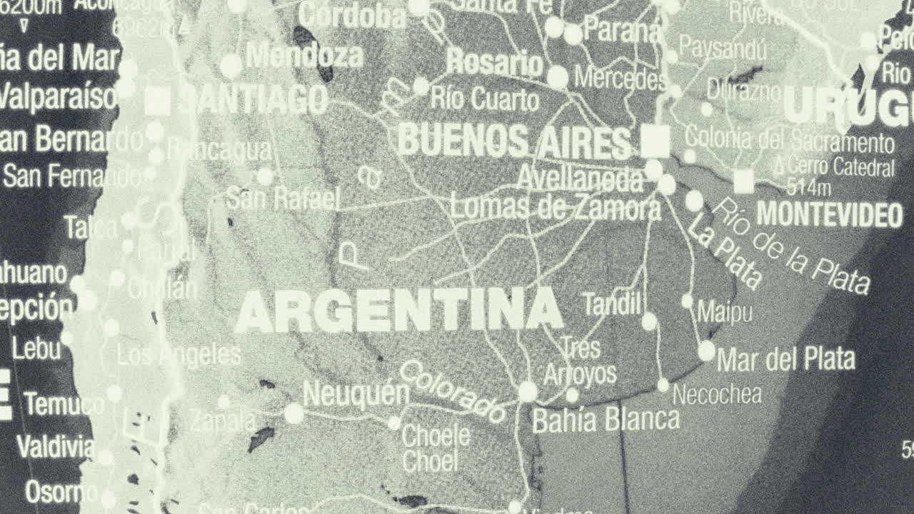 Map of Argentina and Uruguay highlighting major cities