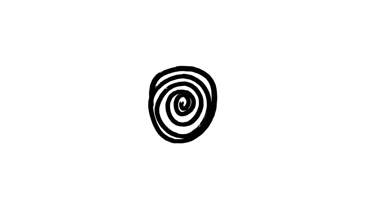 Animated Hand-Drawn Black Spiral on White Background