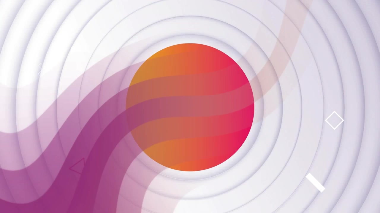 Animation of shapes over white circles patterned background