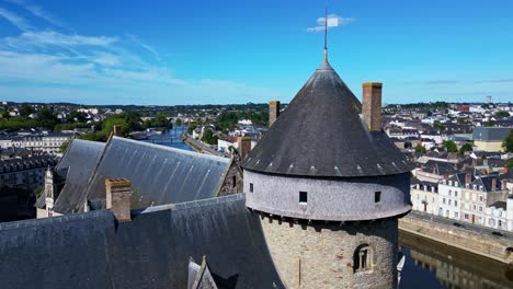 aerial view of a medieval castle in a french city