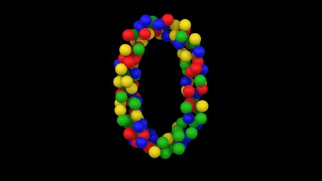 toy ball animation themed font  number 0