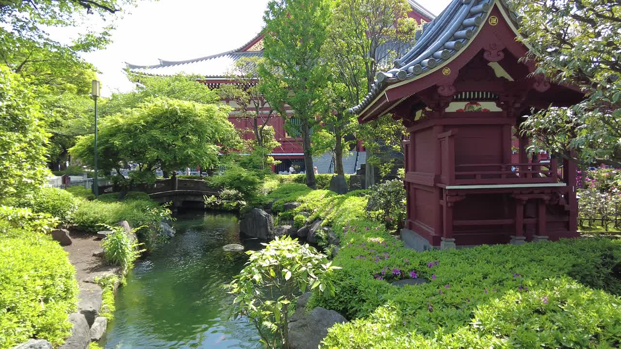 hermosa mañana en el jardín natural de asakusa, japón.