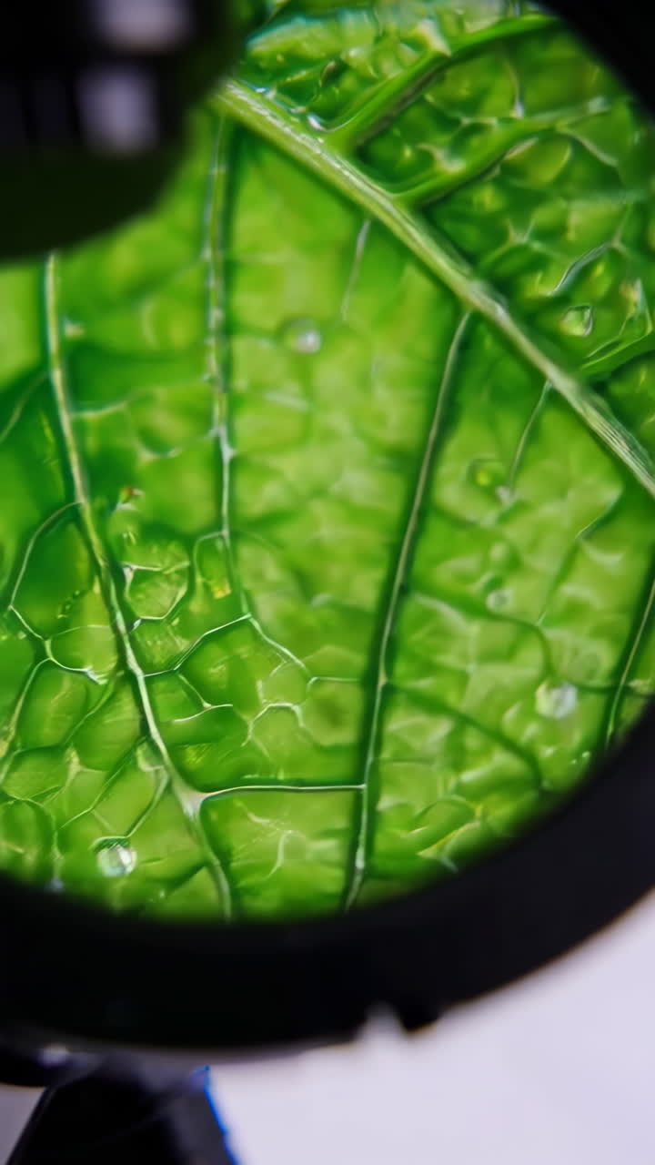 Close-up view of a leaf under a microscope