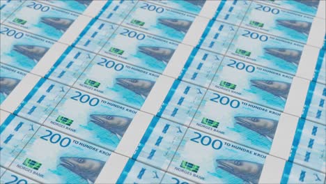 200 norwegian kroner banknotes printed by a money press