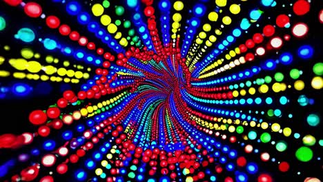 colorful spheres swirling through a tunnel create an abstract background filled with vibrant lights, offering a dynamic visual experience that captivates the imagination and evokes energy