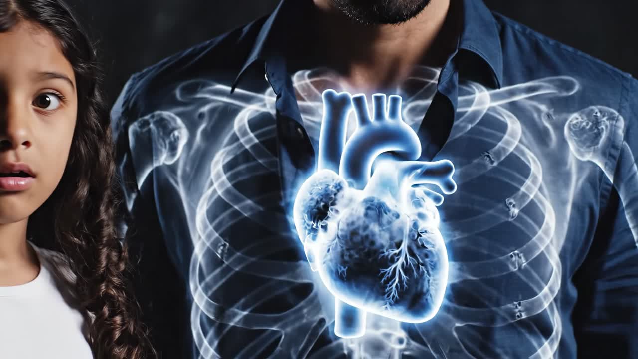 Human Heart and Skeleton with People