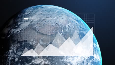Animation-Der-Statistischen-Datenverarbeitung-über-Nahaufnahme-Eines-Globus-Vor-Blauem-Hintergrund