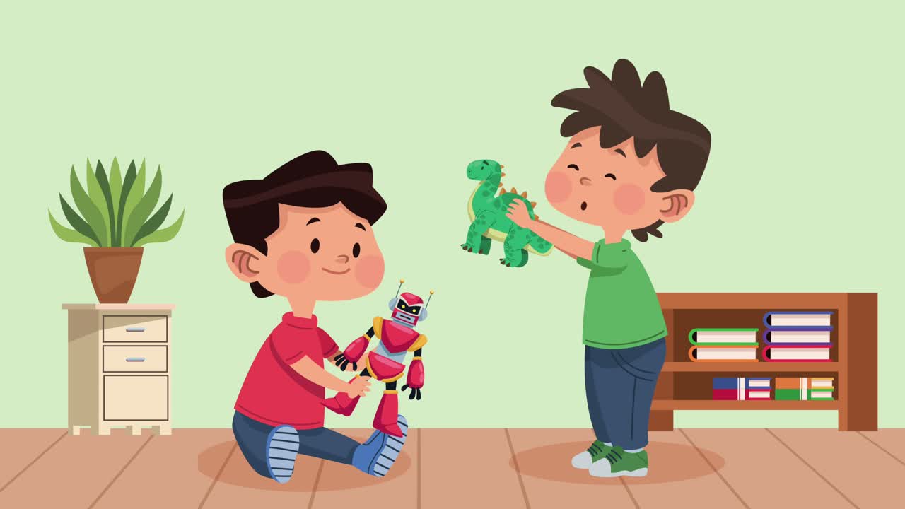 niños lindos jugando con juguetes