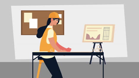 professional female engineer working animation