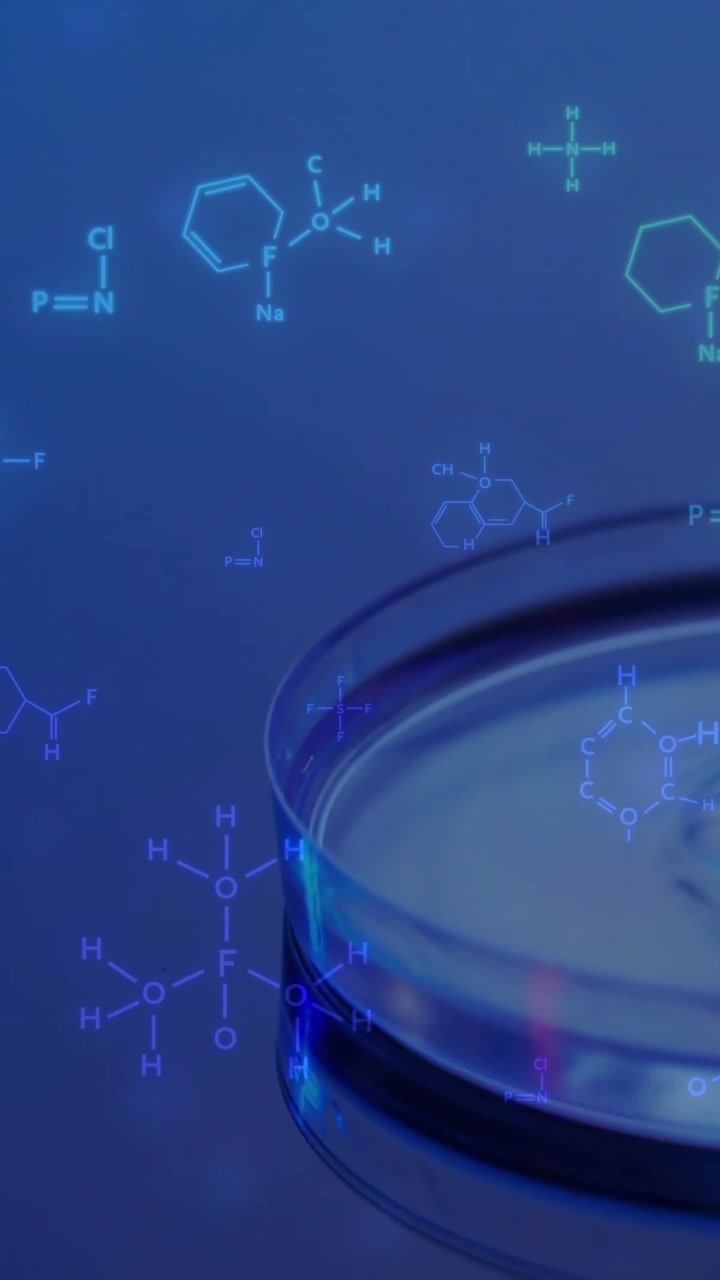 Animation of scientific data processing over pipette and dish in laboratory