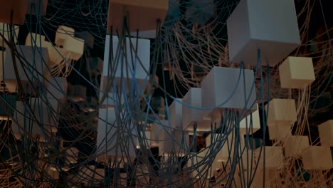 4k abstract cubic network nodes and wires.