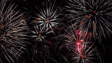 Coloridos-Fuegos-Artificiales-Explotando-En-El-Cielo-Nocturno.-Celebraciones-Y-Eventos-En-Vivos-Colores.