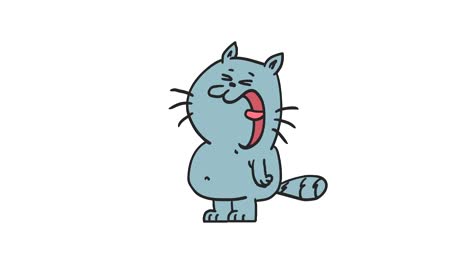 cartoon gray cat hungry screams. funny character. frame animation. alpha channel