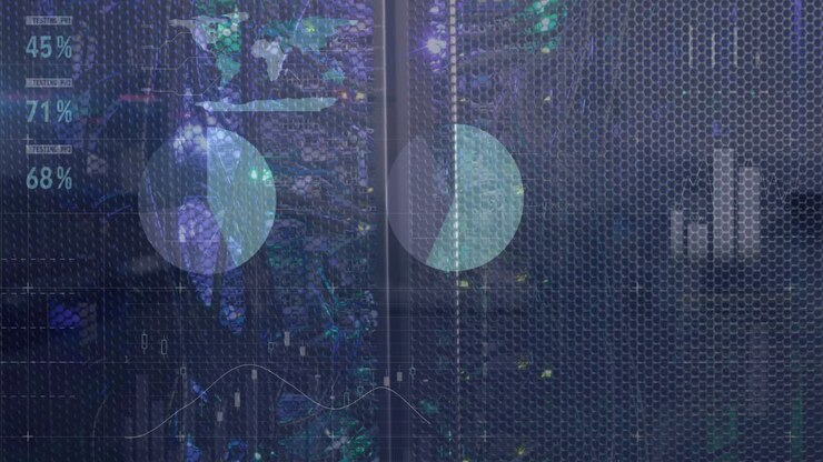 Animation of data processing with statistics and computer servers