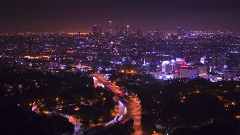 Un-Alto-ángulo-De-Vista-Sobre-Los-ángeles-Desde-Las-Colinas-De-Hollywood