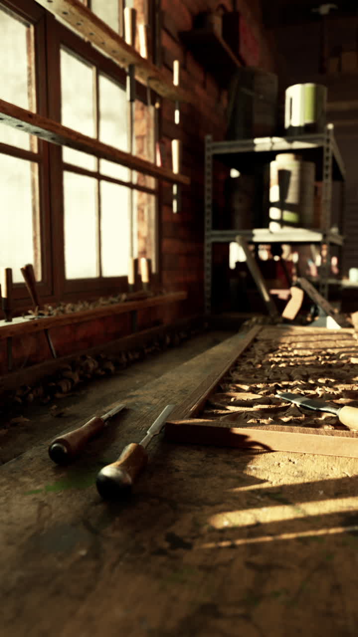 나무 조각 작업실: 복잡한 세부 사항과 전통적인 도구