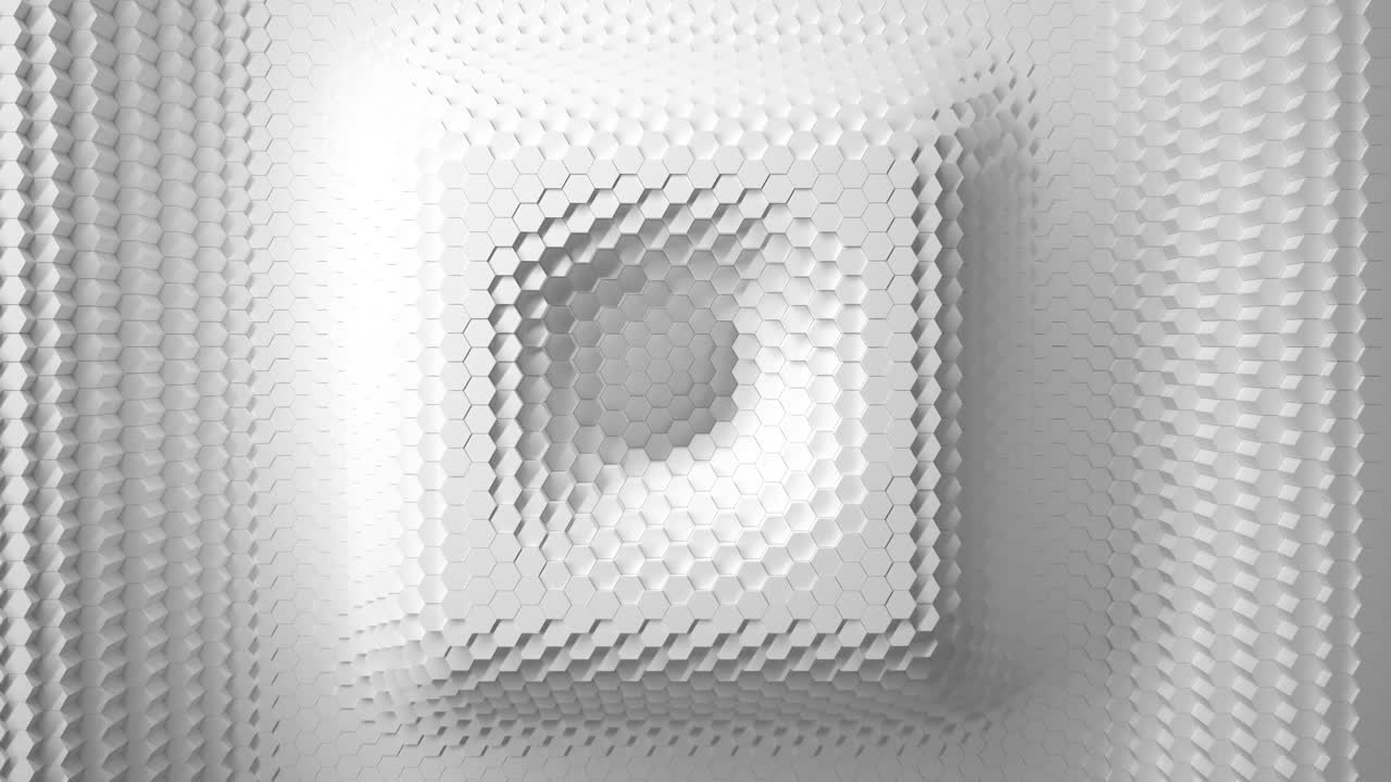 white minimalism. A mosaic surface with moving hexagons. In the form of a square, direction arrows. Abstract geometric background. Cells. Wave. the 4k loop. animation for a business presentation