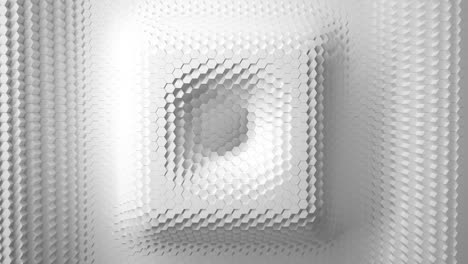 white minimalism. a mosaic surface with moving hexagons. in the form of a square, direction arrows. abstract geometric background. cells. wave. the 4k loop. animation for a business presentation