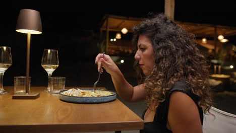 outdoor dinner at the resort for a woman enjoying the atmosphere