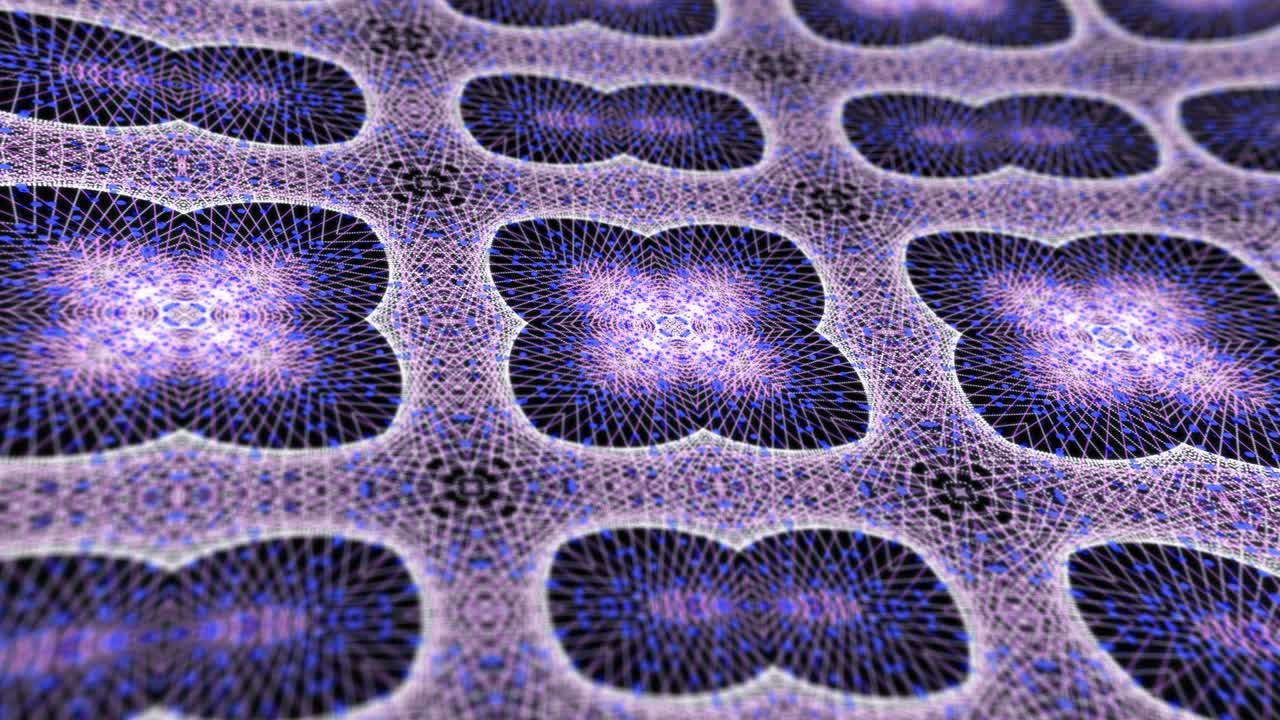 animación en bucle sin costuras abstracta de fractal de mandala digital. cuadrícula de partículas florales multicolores 4k fondo caleidoscópico. concepto de gráficos de movimiento para yoga, meditación, fitness, clubes, etc.