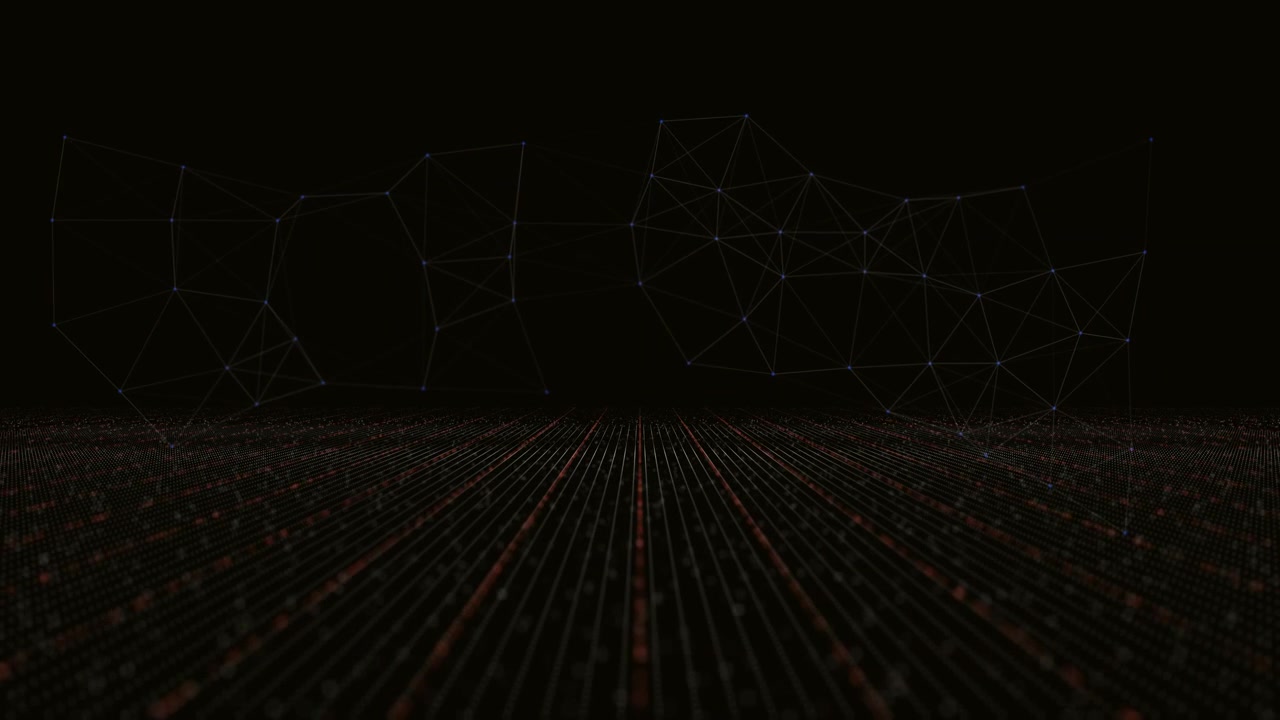 Digital data cyber cyberspace technology hud grid video news studio wave lines background hightech