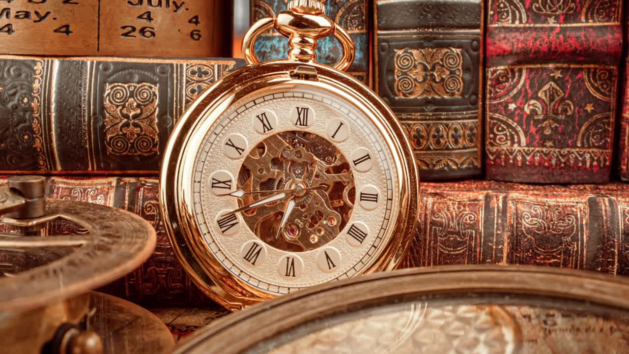 reloj de bolsillo vintage. concepto de fondo vintage de la historia del tiempo.