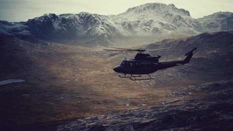 slow-motion-Vietnam-War-era-helicopter-in-mountains