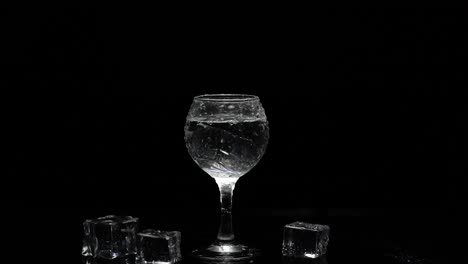 glass of water with ice cubes